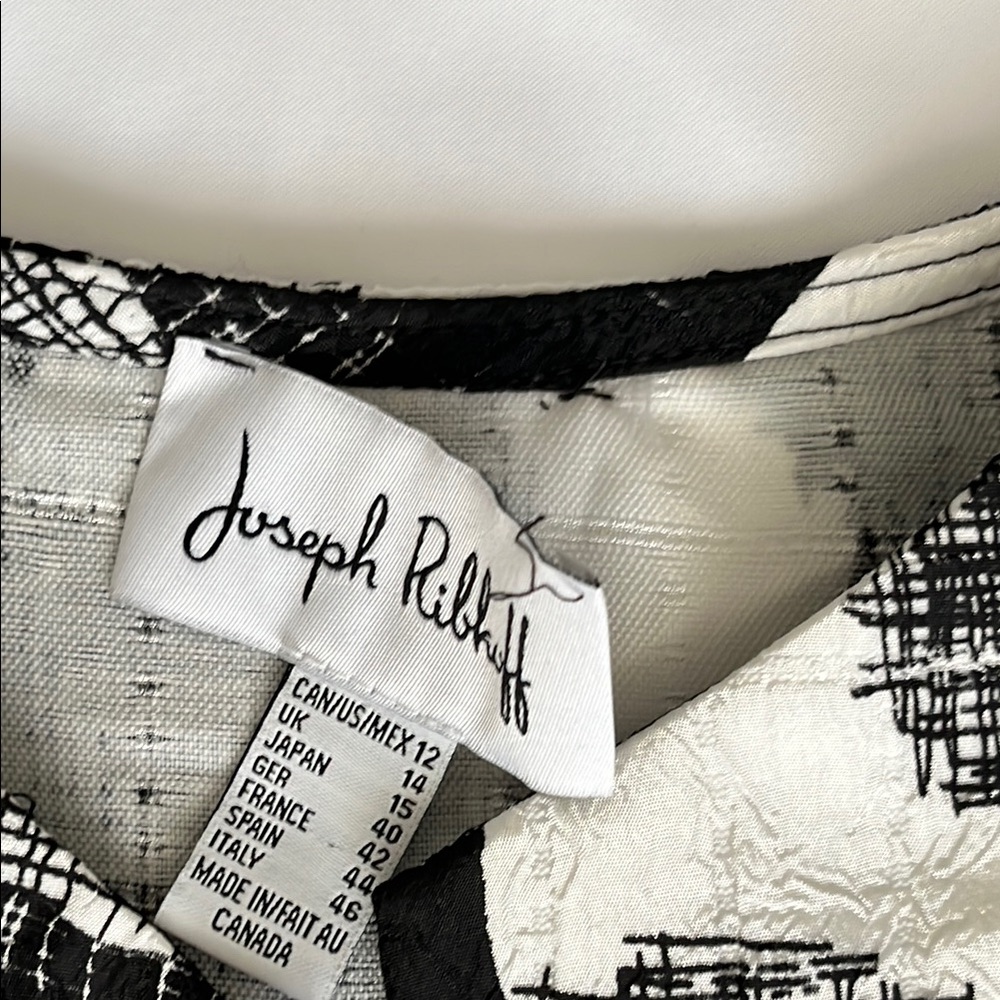 Chic Black and White Joseph Ribkoff Women’s Patterned Jacket Size 12 - Picture 3 of 8